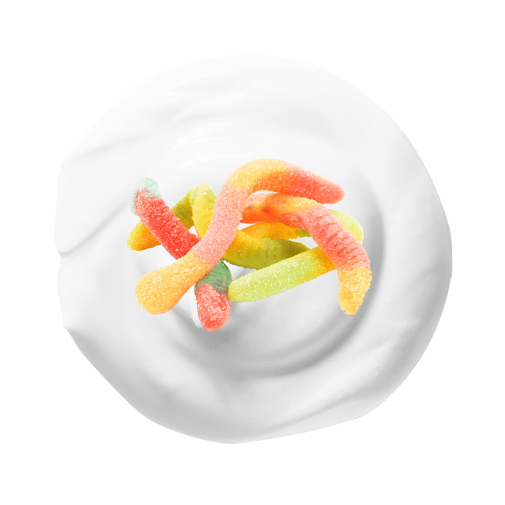 Sour gummy worm cold foam